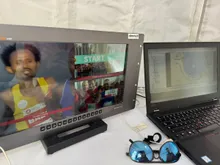 Live marathon graphics on the production monitor