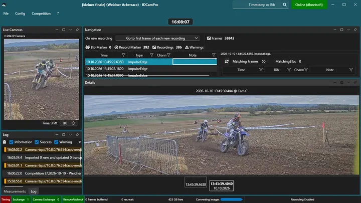 IDCamPro recording a motocross finish line