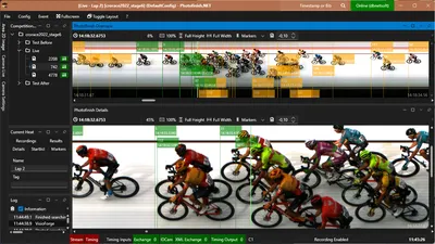 Photofinish.NET evaluating a finish