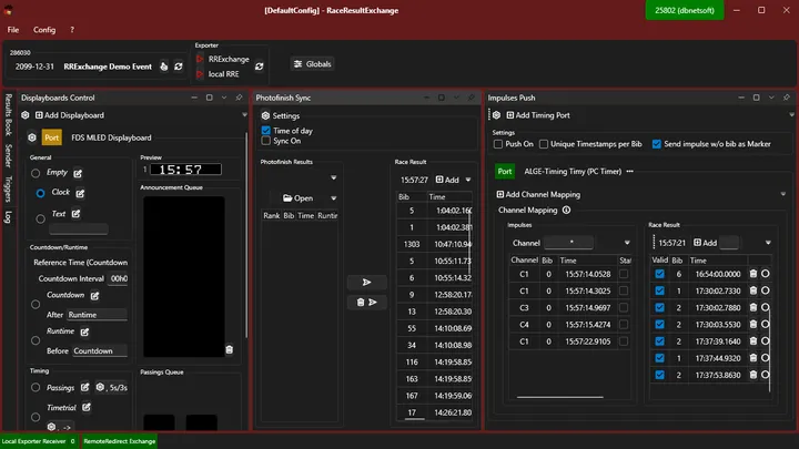 RACE RESULT Exchange syncing photofinish results and display boards